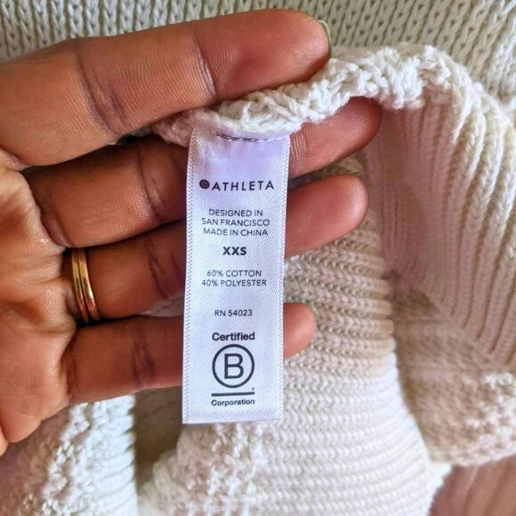 Athleta Pullover Sweater Women's Size XXS Dove White V-Neck Knit Minimalist Cozy - Picture 5 of 11